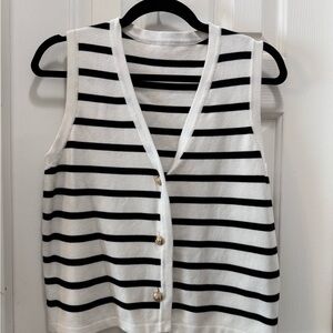Striped Black and White Sleeveless Top
